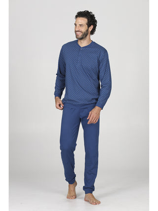 Pigiama lungo serafino in puro cotone