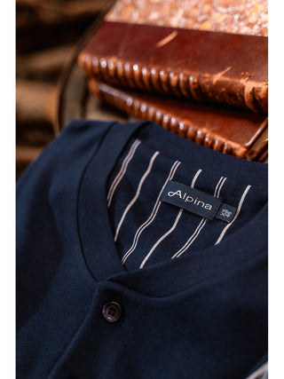 Pigiama uomo serafino in caldo interlock di cotone Gessato Alpina