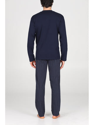 Pigiama uomo serafino in caldo interlock di cotone Gessato Alpina