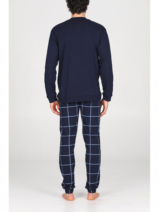 Pigiama con bordi in caldo interlock di cotone Quadro Alpina