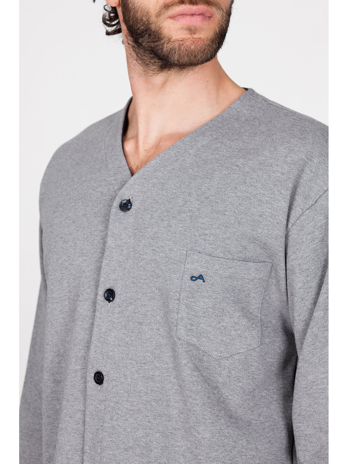 Permanent pigiama lungo cardigan Grigio Blu Alpina