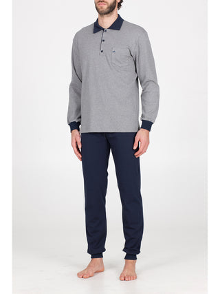 Pigiama in morbido interlock di puro cotone Grigio Blu Alpina