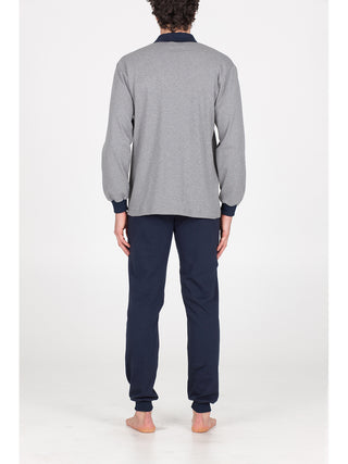 Pigiama in morbido interlock di puro cotone Grigio Blu Alpina