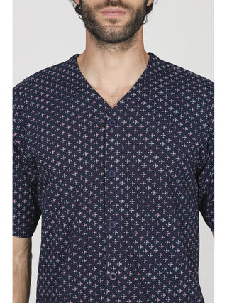 Fresco pigiama cardigan 3 pezzi in jersey di puro cotone