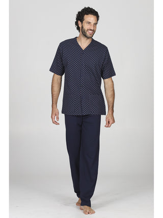 Fresco pigiama cardigan 3 pezzi in jersey di puro cotone