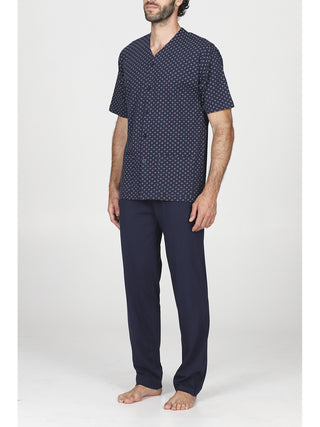 Fresco pigiama cardigan 3 pezzi in jersey di puro cotone