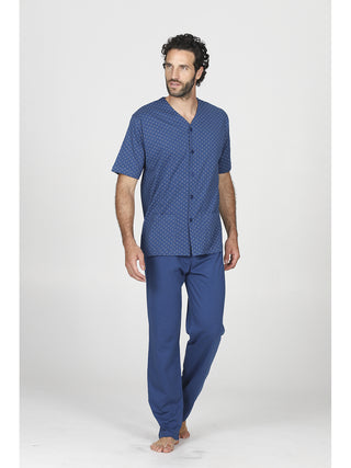 Fresco pigiama cardigan 3 pezzi in jersey di puro cotone