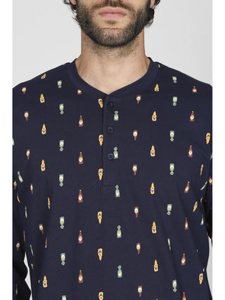 Fresco pigiama lungo con stampa birre