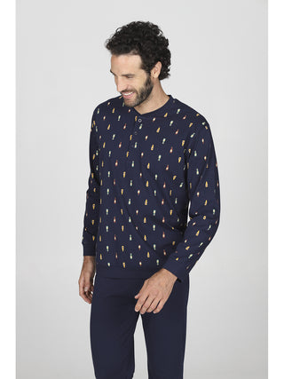 Fresco pigiama lungo con stampa birre