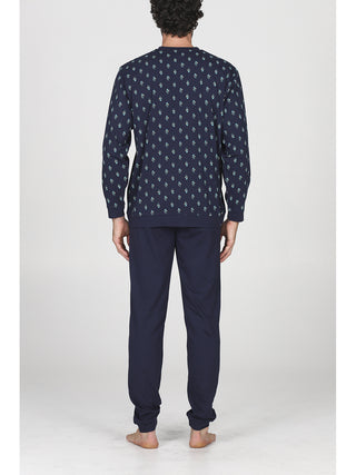 Pigiama con bordi in puro cotone pettinato