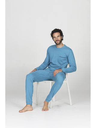 Pigiama lungo con coulisse in 100% cotone