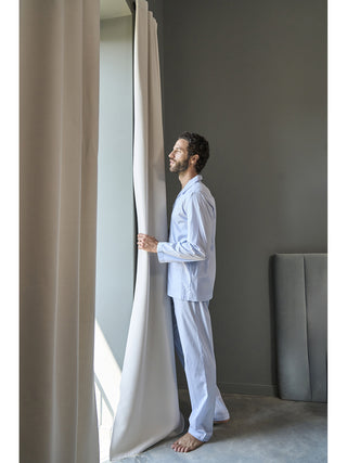 Pigiama lungo in popeline di puro cotone