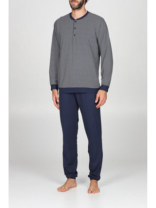 Classico pigiama lungo serafino con bordi Cravatta Alpina