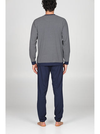 Classico pigiama lungo serafino con bordi Cravatta Alpina