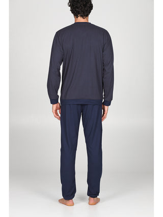 Raffinato pigiama lungo serafino con bordi Micro Aran Alpina