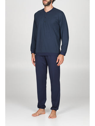 Raffinato pigiama lungo serafino con bordi Micro Turc Alpina