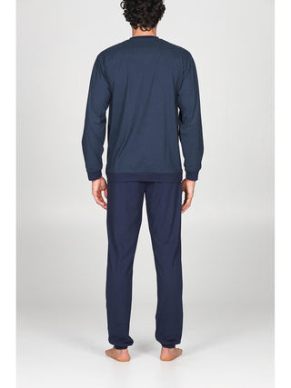 Raffinato pigiama lungo serafino con bordi Micro Turc Alpina