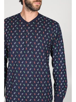 Moderno pigiama lungo serafino con bordi Bibite Alpina