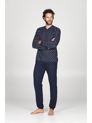 Moderno pigiama lungo serafino con bordi Bibite Alpina