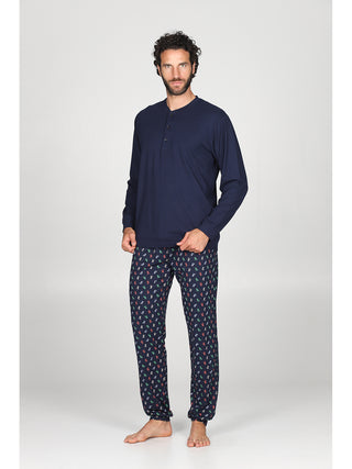 Pigiama lungo serafino con bordi Bibite Alpina