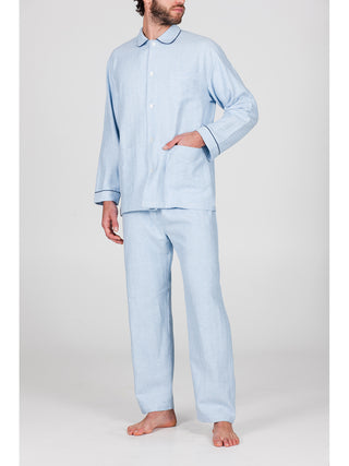 Pigiama in morbida flanella di puro cotone Azzurro Alpina