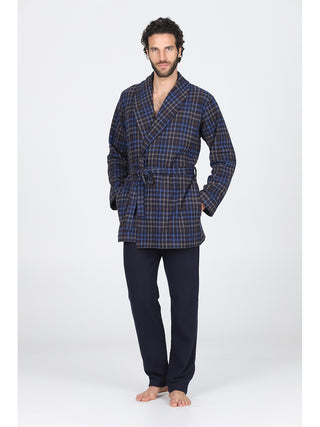 Giacca da camera in caldo cotone jacquard Scoz.blu Alpina