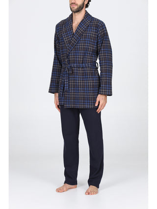 Giacca da camera in caldo cotone jacquard Scoz.blu Alpina