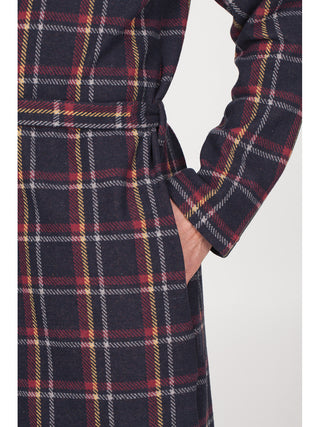 Vestaglia sciallata in caldo cotone jacquard Scozz. Blu Alpina