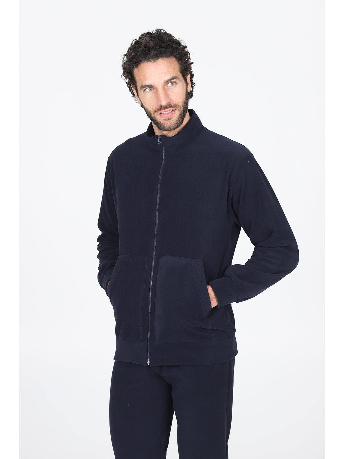 Tuta con zip intera in micropile Blu Alpina