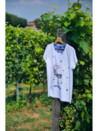 Pigiama Corto Con Stampa In Puro Cotone