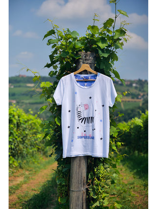 Pigiama Corto Con Stampa In Puro Cotone