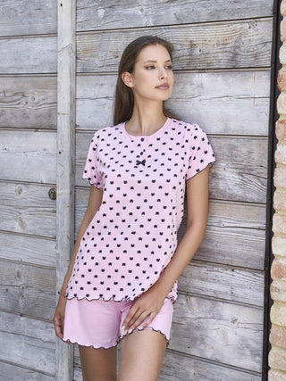 Pigiama corto con fiocchetto in raso