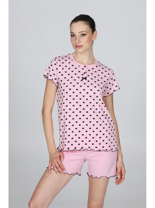 Pigiama Corto Con Fiocchetto In Raso