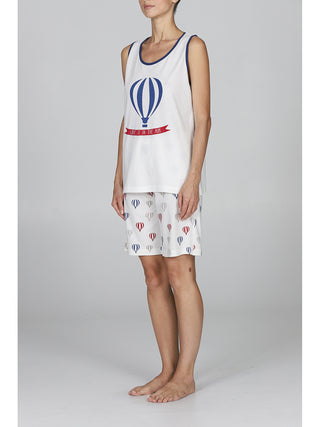 Pigiama corto donna stampa mongolfiere