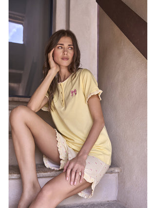 Pigiama donna corto in 100% cotone