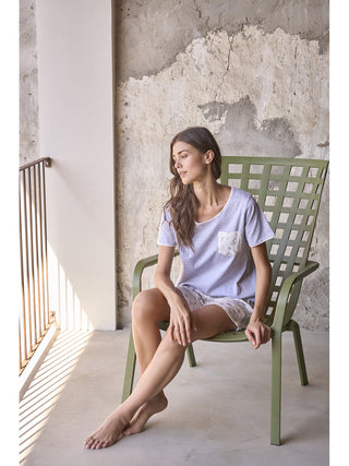 Pigiama corto donna girocollo 100% cotone