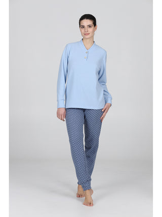 Cecilia pigiama lungo serafino con bordi tuta annpoisje Alpina