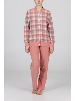 Pigiama cardigan in caldo jacquard di cotone Scozzese Alpina