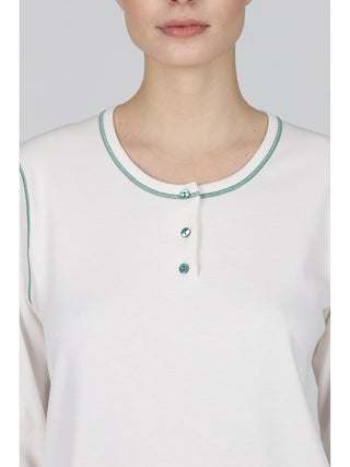 Pigiama lungo serafino con bordi  in morbido interlock annfiore Alpina