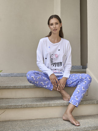 Pigiama con stampa in puro cotone