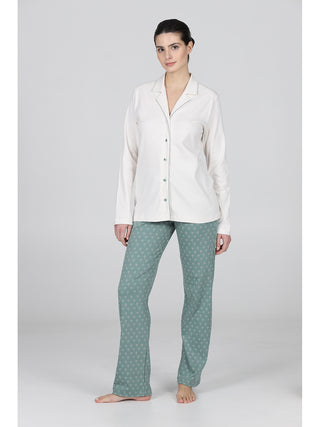 Pigiama lungo cardigan in morbido interlock annfiore Alpina