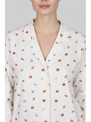 Caldo pigiama lungo cardigan Mattone Alpina