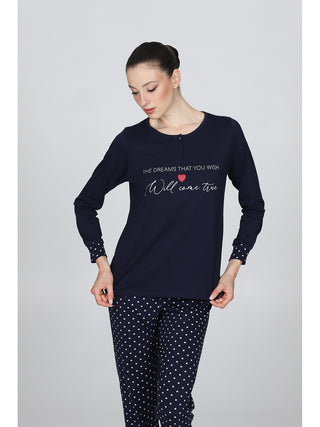 Pigiama Lungo In Elegante Stampa Pois