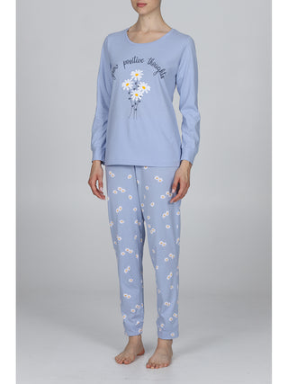 Pigiama In Puro Cotone Con Bordi