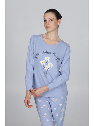 Pigiama In Puro Cotone Con Bordi