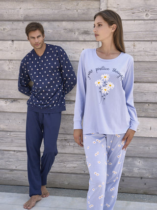 Pigiama In Puro Cotone Con Bordi