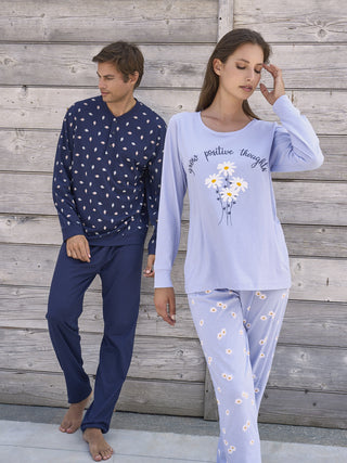 Pigiama In Puro Cotone Con Bordi