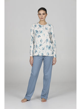 Morbido pigiama lungo in puro cotone