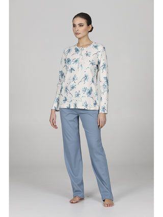 Morbido pigiama lungo in puro cotone