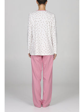 Pigiama lungo donna in puro cotone con arriccio